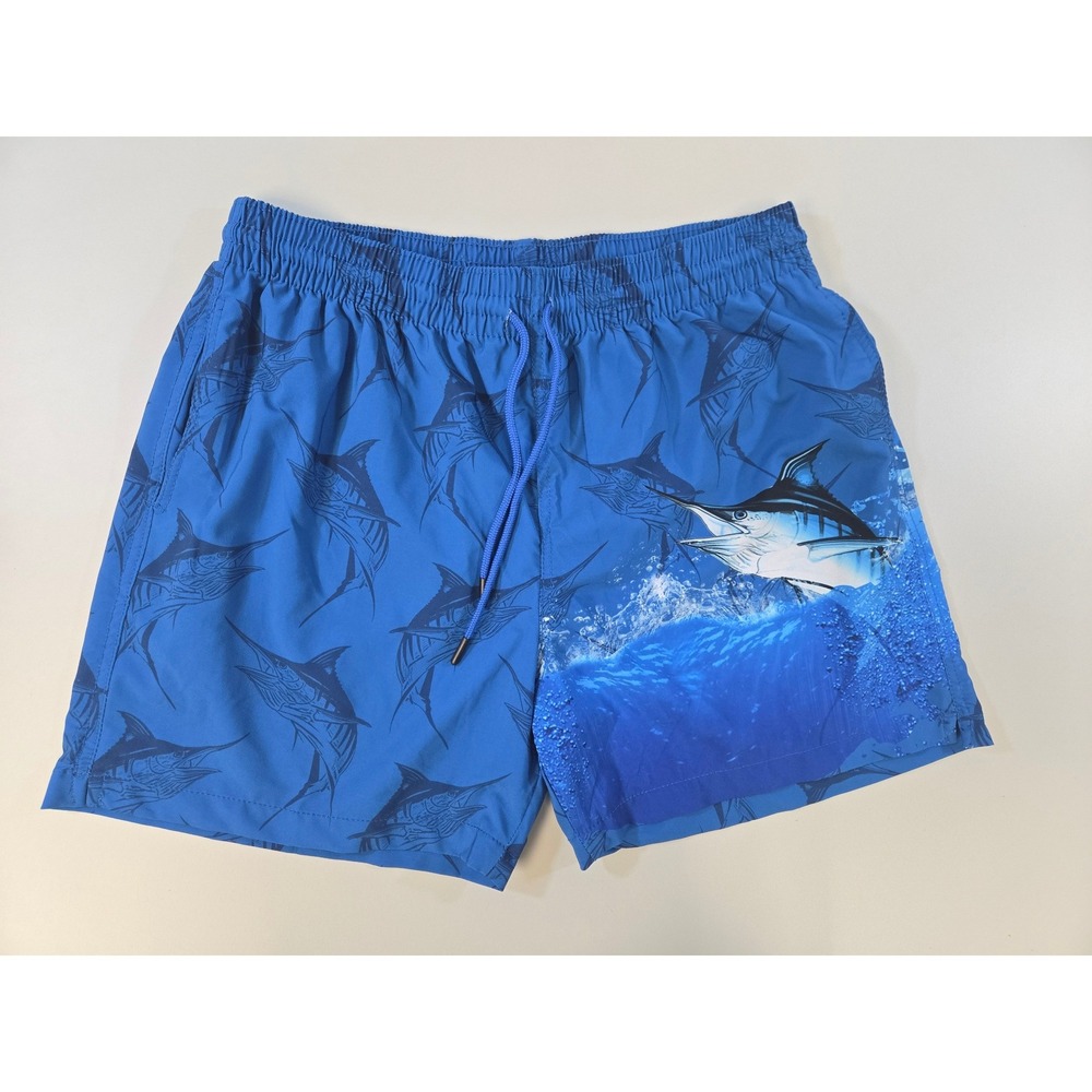 Wave Life Mens Blue Marlin Graphic Print Swim Trunks Board Shorts Size‎ 34